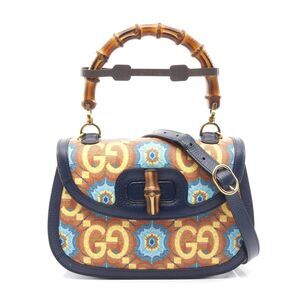 Gucci Bamboo 1947 GG Logo Handbag Leather